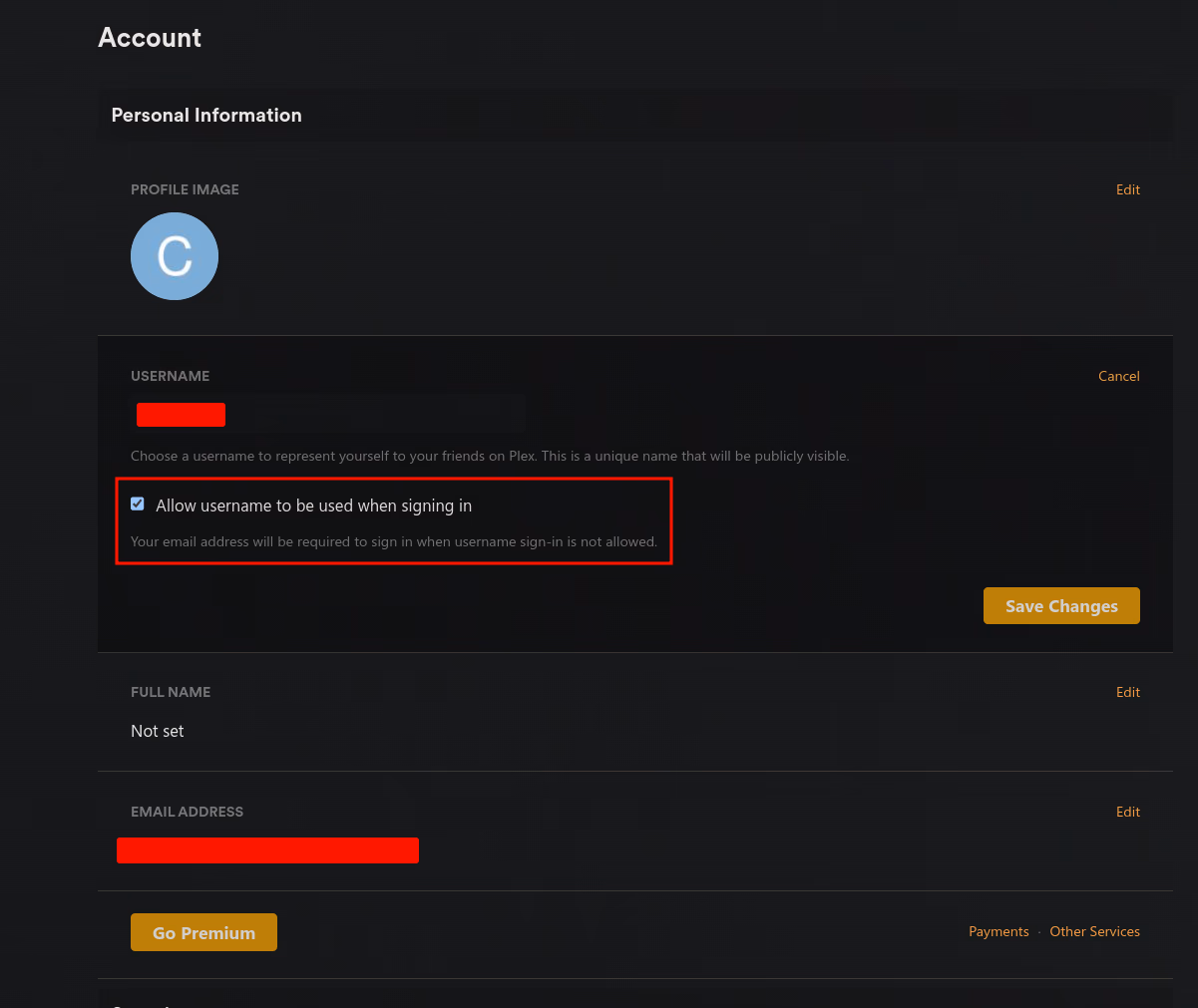Username Plex Question