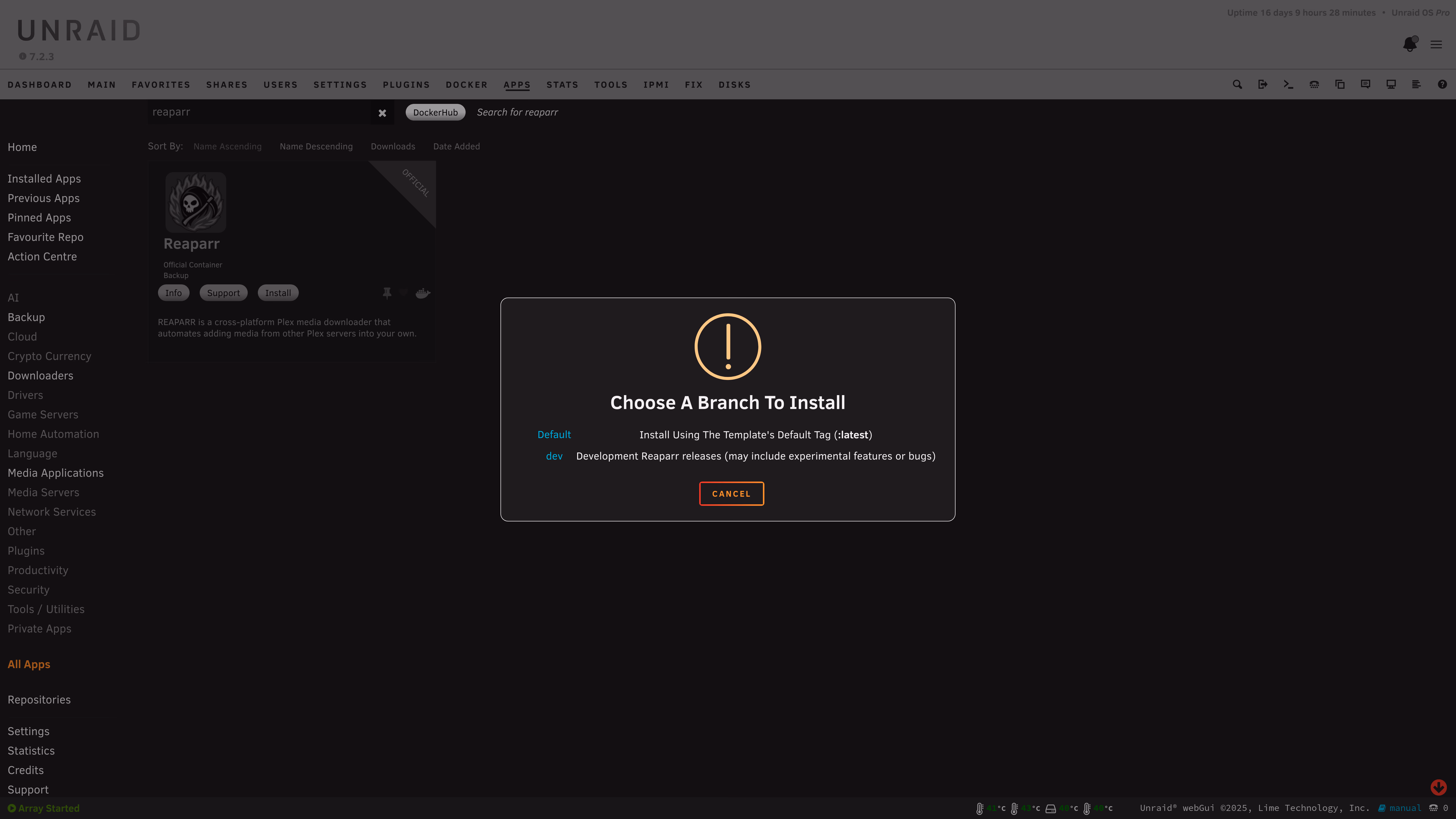 Reaparr Unraid Install Alt text